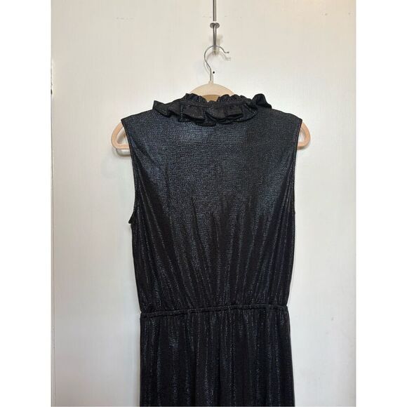 ZAC zac Posen black jumpsuit metallic black wide leg size 10 - Picture 11 of 16